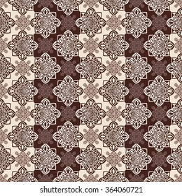 Gorgeous seamless pattern from dark blue  Moroccan tiles, ornaments. Vector patchwork pattern with geometric and floral  ornaments. 