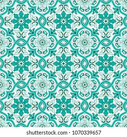Gorgeous seamless pattern Moroccan, Portuguese tiles, Azulejo, ornaments. Can be used for wallpaper, pattern fills, web page background,surface textures