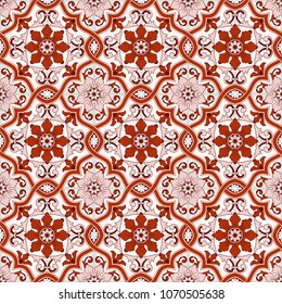 Gorgeous seamless pattern Moroccan, Portuguese tiles, Azulejo, ornaments. Can be used for wallpaper, pattern fills, web page background,surface textures