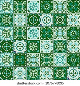 Gorgeous seamless pattern Moroccan, Portuguese tiles, Azulejo, ornaments. Can be used for wallpaper, pattern fills, web page background,surface textures