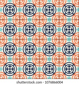 Gorgeous seamless pattern Moroccan, Portuguese tiles, Azulejo, ornaments. Can be used for wallpaper, pattern fills, web page background,surface textures
