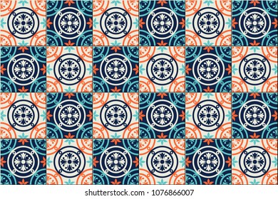 Gorgeous seamless pattern Moroccan, Portuguese tiles, Azulejo, ornaments. Can be used for wallpaper, pattern fills, web page background,surface textures