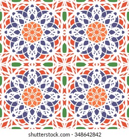 Gorgeous seamless pattern from Moroccan, Portuguese tiles, Azulejo, ornaments. Can be used for wallpaper, pattern fills, web page background,surface textures.