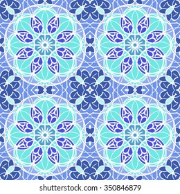 Gorgeous seamless pattern from Moroccan, Portuguese tiles, Azulejo, ornaments. Can be used for wallpaper, pattern fills, web page background,surface textures.