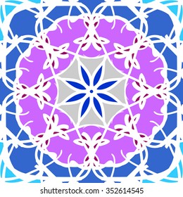 Gorgeous seamless pattern from Moroccan, Portuguese tiles, Azulejo, ornaments. Can be used for wallpaper, pattern fills, web page background,surface textures.
