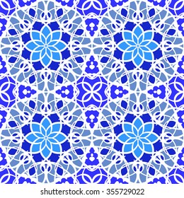 Gorgeous seamless pattern from Moroccan, Portuguese tiles, Azulejo, ornaments. Can be used for wallpaper, pattern fills, web page background,surface textures.