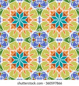 Gorgeous seamless pattern from Moroccan, Portuguese tiles, Azulejo, ornaments. Can be used for wallpaper, pattern fills, web page background,surface textures.