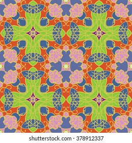 Gorgeous seamless pattern from Moroccan, Portuguese tiles, Azulejo, ornaments. Can be used for wallpaper, pattern fills, web page background,surface textures.