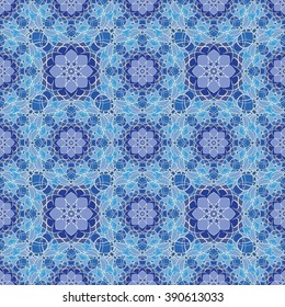 Gorgeous seamless pattern from Moroccan, Portuguese tiles, Azulejo, ornaments. Can be used for wallpaper, pattern fills, web page background,surface textures.