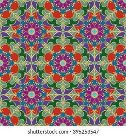 Gorgeous seamless pattern from Moroccan, Portuguese tiles, Azulejo, ornaments. Can be used for wallpaper, pattern fills, web page background,surface textures.