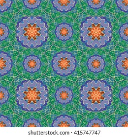 Gorgeous seamless pattern from Moroccan, Portuguese tiles, Azulejo, ornaments. Can be used for wallpaper, pattern fills, web page background,surface textures.