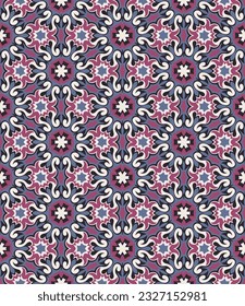 Magnífico patrón impecable con motivos persas. Los formularios de arte se agrupan y organizan en un orden específico. Imagen vectorial para impresión, textil, embalaje, diseño interior y otros proyectos.