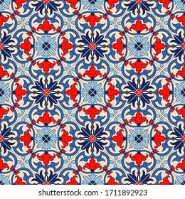 Magnífico patrón impecable color blanco, baldosas marroquíes, portuguesas, Azulejo, adornos. Se puede utilizar para papel tapiz, rellenos de patrones, fondo de página web, texturas superficiales. Ilustración del vector