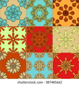 Gorgeous seamless pattern white colorful Moroccan, Portuguese tiles, Azulejo, ornaments. Can be used for wallpaper, pattern fills, web page background, surface textures.