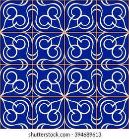Gorgeous seamless  pattern  white Turkish, Moroccan, Portuguese  tiles, Azulejo, Arabic ornament. Islamic art.   Can be used for wallpaper, pattern fills, web page background,surface textures.