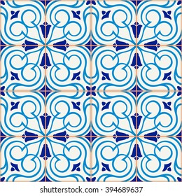 Gorgeous seamless  pattern  white Turkish, Moroccan, Portuguese  tiles, Azulejo, Arabic ornament. Islamic art.   Can be used for wallpaper, pattern fills, web page background,surface textures.