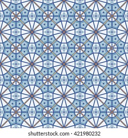 Gorgeous seamless  pattern  white Turkish, Moroccan, Portuguese  tiles, Azulejo, Arabic ornament. Islamic art.   Can be used for wallpaper, pattern fills, web page background,surface textures.