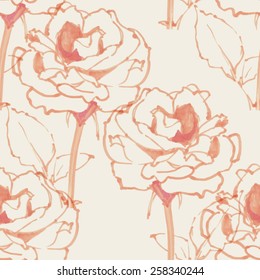 Gorgeous seamless watercolor vector pattern of roses