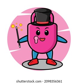 A gorgeous smart cute cartoon magician lock style design for t-shirt, sticker, logo element