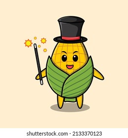 A gorgeous smart cute cartoon magician corn style design for t-shirt, sticker, logo element