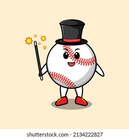 A gorgeous smart cute cartoon magician baseball ball style design