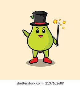 A gorgeous smart cute cartoon magician pear fruit style design