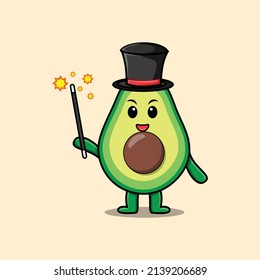 A gorgeous smart cute cartoon magician avocado style design