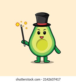 A gorgeous smart cute cartoon magician avocado style design 