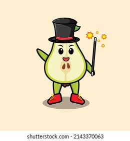 A gorgeous smart cute cartoon magician pear fruit style design