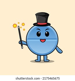 A gorgeous smart cute cartoon magician pill medicine style design