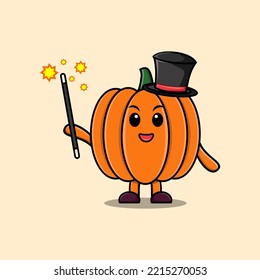 A gorgeous smart cute cartoon magician Pumpkin style design in flat cartoon style illustration