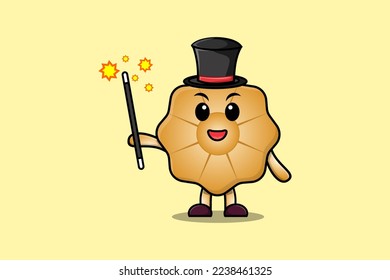 A gorgeous smart cute cartoon magician Cookies style design in flat cartoon style illustration