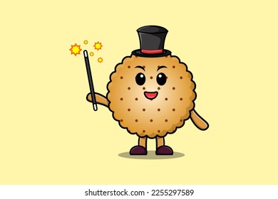 A gorgeous smart cute cartoon magician Cookies style design in flat cartoon style illustration