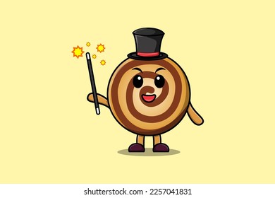 A gorgeous smart cute cartoon magician Cookies style design in flat cartoon style illustration