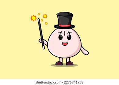 A gorgeous smart cute cartoon magician Dim sum style design in flat cartoon style illustration