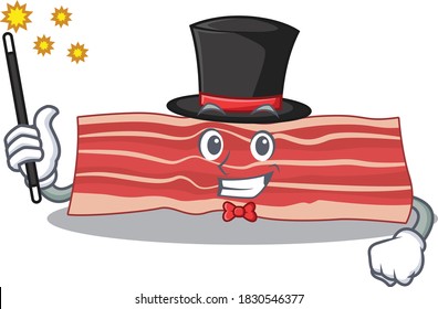 A gorgeous smart Magician of bacon cartoon design style