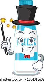 A gorgeous smart Magician of bottle of milk cartoon design style. Vector illustration