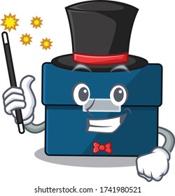 A gorgeous smart Magician of business suitcase cartoon design style