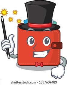 A gorgeous smart Magician of card wallet cartoon design style