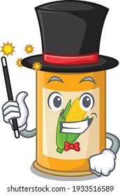 A gorgeous smart Magician of corn tin cartoon design style