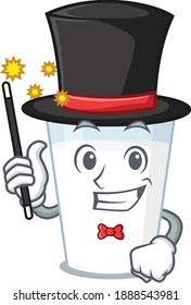 A gorgeous smart Magician of glass of milk cartoon design style. Vector illustration