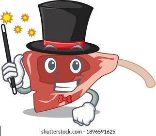 A gorgeous smart Magician of lamb chop cartoon design style. Vector illustration