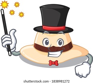 A gorgeous smart Magician of panama hat cartoon design style