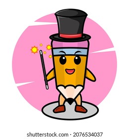 A gorgeous smart magician pencil cartoon vector image with cute style design for t-shirt, sticker, logo element