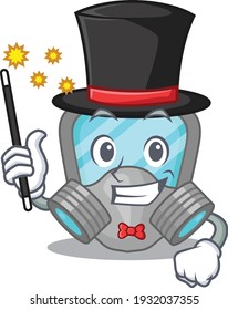 A gorgeous smart Magician of respirator mask cartoon design style