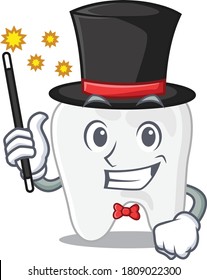 A gorgeous smart Magician of tooth cartoon design style