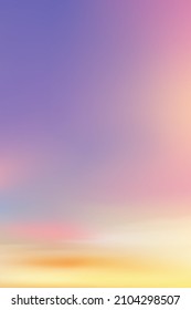 Schöner SonnenuntergangsDämmerung mit klarem Himmel in Rosa, Violett, blauer Himmel, abends vertikale Dramatische Himmelslandschaft, Vektornatürliches Banner für Sonnenaufgang oder Sonnenlicht auf vier Jahreszeiten Hintergrund