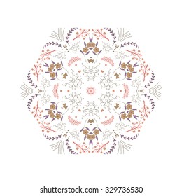 Gorgeous symmetrical patchwork pattern. Colorful floral ornament tiles. For different design uses, as wallpaper, pattern fills, web page background, surface textures for print and dalle production.