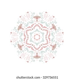 Gorgeous symmetrical patchwork pattern. Colorful floral ornament tiles. For different design uses, as wallpaper, pattern fills, web page background, surface textures for print and dalle production.