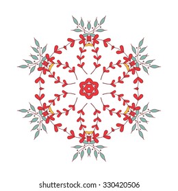 Gorgeous symmetrical patchwork pattern. Colorful floral ornament tiles. For different design uses, as wallpaper, pattern fills, web page background, surface textures for print and dalle production.